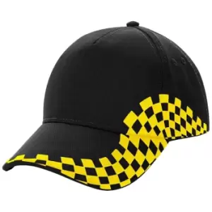 Image of Beechfield Unisex Adult Grand Prix Baseball Cap (One Size) (Black/Yellow)