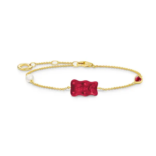 Image of Thomas Sabo Sterling Silver HARIBO Red Gold Plated Freshwater Pearl Br