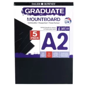 Image of Daler Rowney A2 Graduate Mount Board Pack of 5 Black