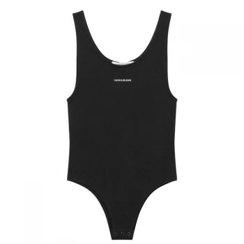 Image of Calvin Klein Jeans Micro Brand Bodysuit - BEH CK BLACK