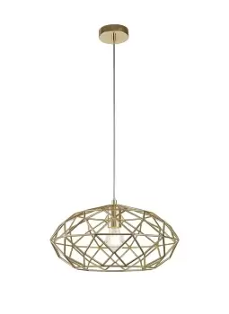 Image of Elliptical Spherical Ceiling Pendant, 1 x E27, Polished Brass