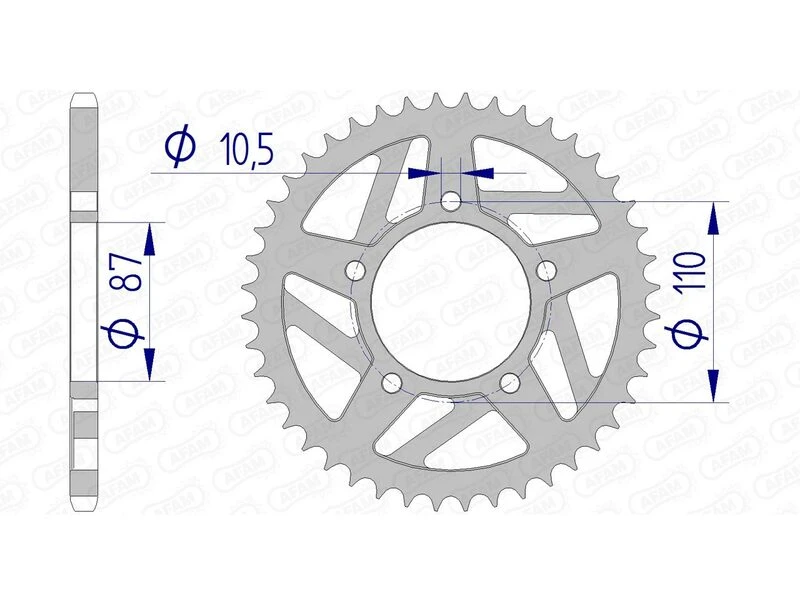 Image of AFAM Aluminium Rear Sprocket 15405 - 520, Size 230 mm