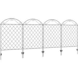 Image of 4PCs Decorative Garden Fencing 43" x 11.5ft Metal Border Edging - Black - Outsunny