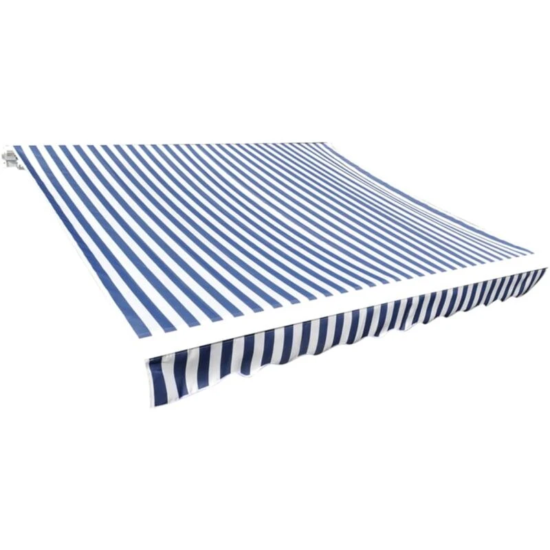 Image of vidaXL Awning Top Sunshade Canvas Blue and White 6 x 3m Retractable Awning