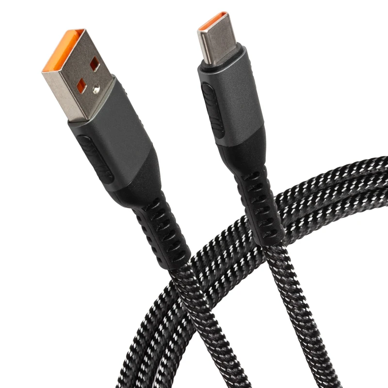 Image of Maplin USB-C to USB-A 60W Braided Cable - Grey - 0.5m