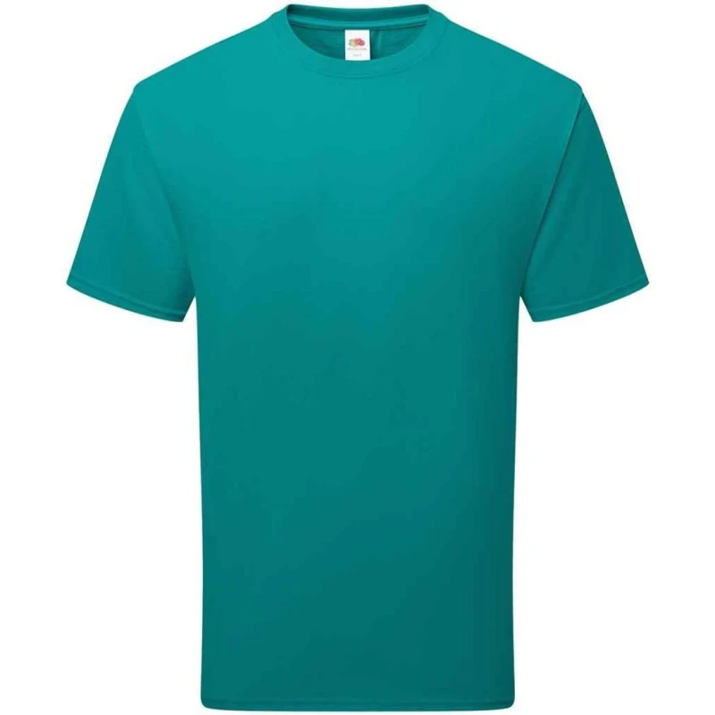 Image of Fruit Of The Loom Fruit of the Loom Men Cotton T-Shirt in Turquoise Size: Medium Turquoise M Male 5063703137539