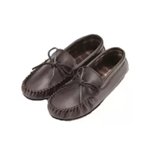 Image of Eastern Counties Leather Unisex Fabric Lined Moccasins (3 UK) (Dark Brown)