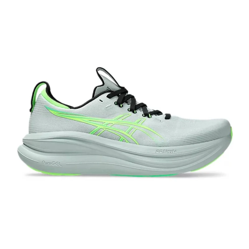 Image of Asics Gel-Nimbus 28 Gray Green SS26 Shoes, Size 45 - EUR