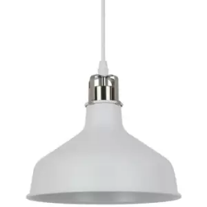 Image of Italux Hooper - Industrial And Retro Hanging Pendant White, Satin Nickel 1 Light with White Shade, E27