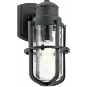 Image of Loops - Outdoor IP44 1 Bulb Wall Light Lantern Textured Black LED E27 60W d01820