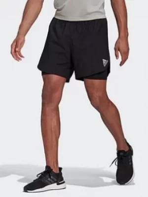 Image of adidas Fast 2-in-1 Primeblue Shorts, Black, Size S, Men