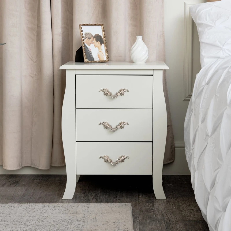 Image of Melody Maison 3 Drawer Bedside Table - Elizabeth Ivory Range Ivory