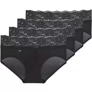 Image of Sloggi ROMANCE X 4 womens Knickers/panties in Black - Sizes UK 10,UK 12,UK 14,UK 16,UK 18,UK 20