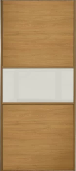Image of Wickes Sliding Wardrobe Door Fineline Oak Panel and Soft White Glass - 2220 x 914mm