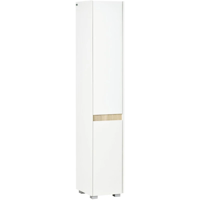 Image of KLEANKIN 5-Tier Modern Tall Bathroom Cabinet with Adjustable Shelves White - Kleankin 5056602913625