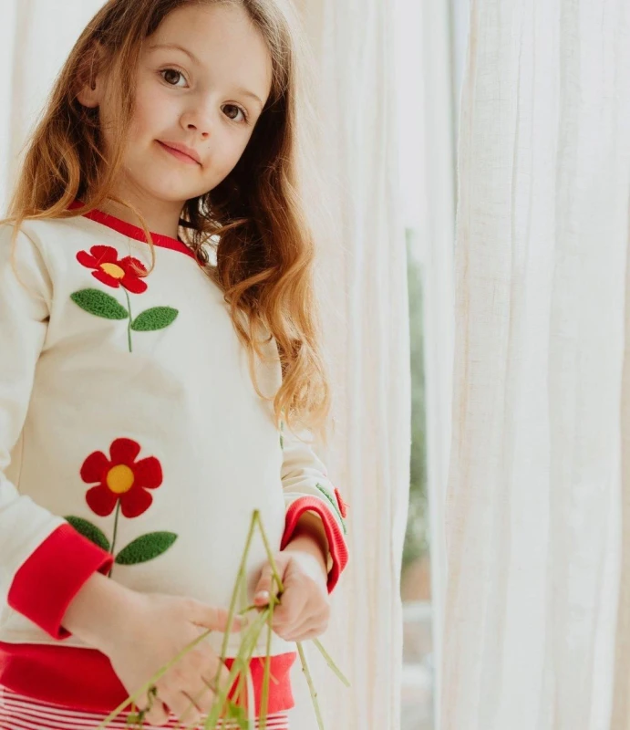 Image of Lilly + Sid Flower Embroidered Sweatshirt Multi female