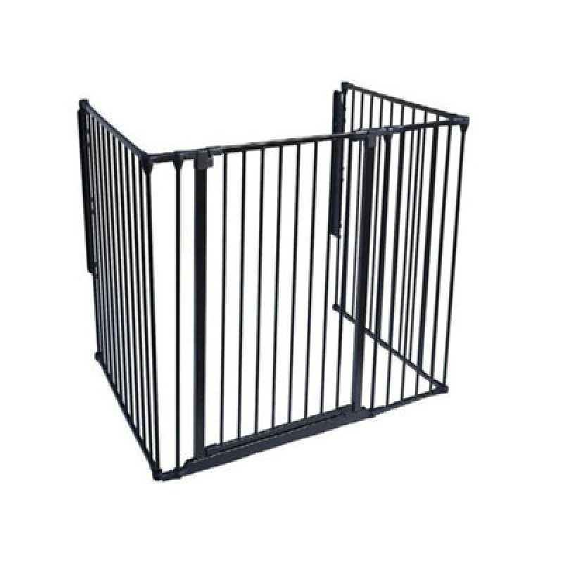 Image of Safetots Extra Tall Multi Panel Fire Surround, 51Cm Deep X 118Cm Wide, Black, 105Cm High, Baby And Toddler Fire Guard