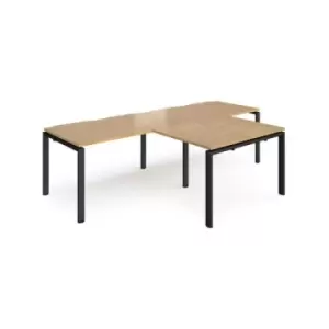 Image of Bench Desk 2 Person With Return Desks 2800mm Oak Tops With Black Frames Adapt