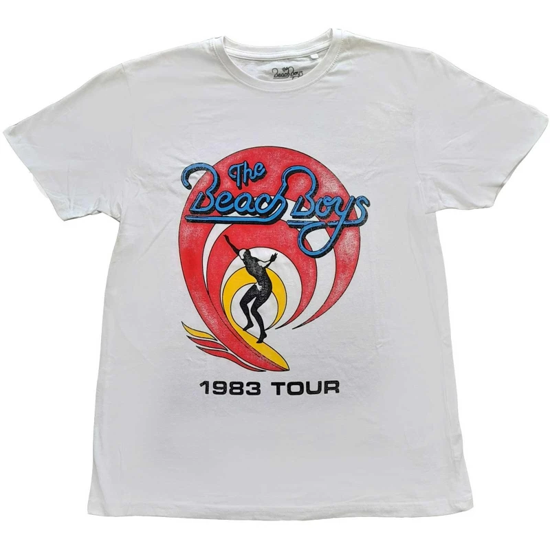 Image of Beach Boys Mens Surfer '83 Vintage Cotton T-Shirt in White Size: 2XL White Male 2XL