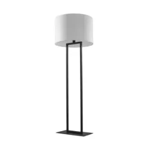 Image of Tessa Floor Lamp with Shade, Black, White, 1x E27