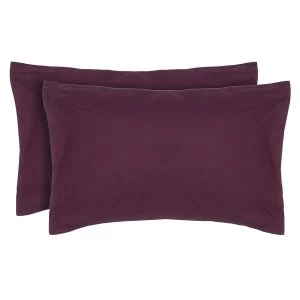 Image of Catherine Lansfield Pair of Non-Iron Housewife Pillowcases - Plum