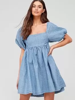 Image of Levis Puff Sleeve Denim Mini Dress - Blue Size XS, Women