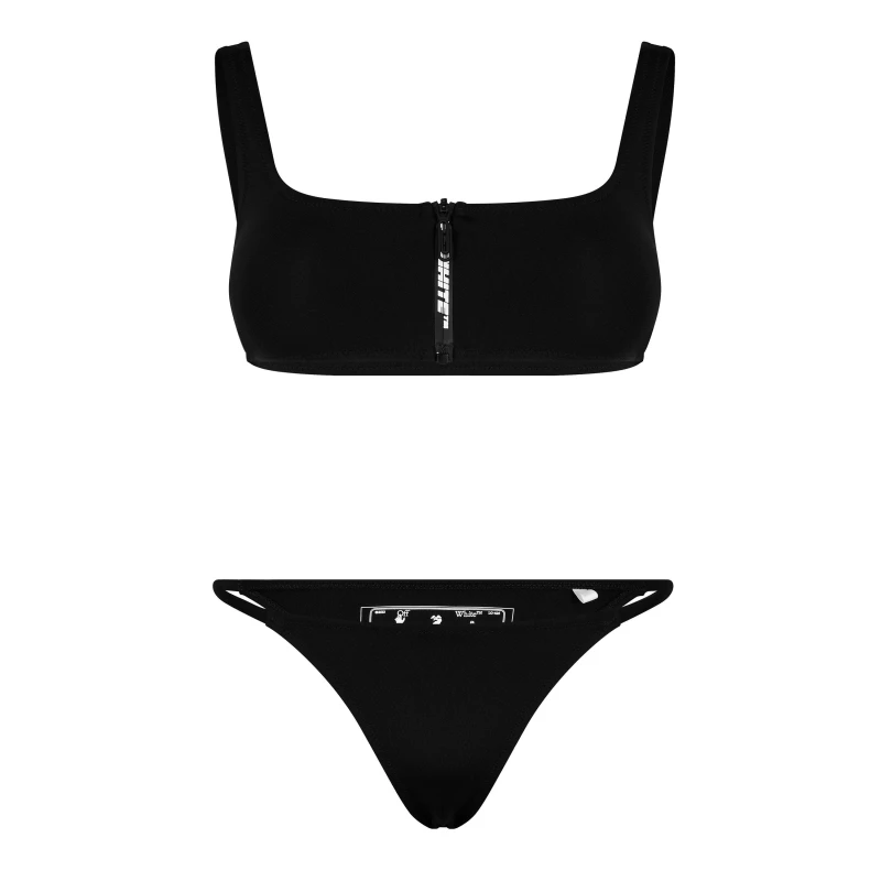 Image of Off White Womens Zip Detail Bikini Black female 6 (2XS)