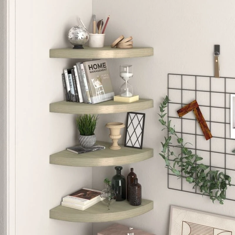 Image of VIDAXL Vidaxl - Floating Corner Shelves 4 pcs Oak 35x35x3.8cm mdf 8720286075586