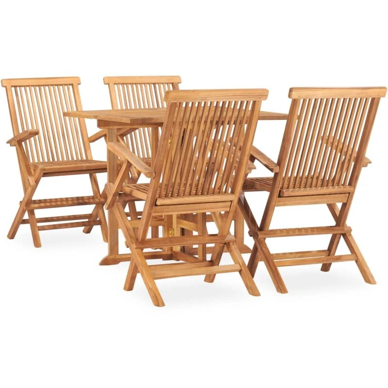 Image of VIDAXL 5 Piece Folding Outdoor Dining Set Solid Teak Wood Vidaxl 8720286223932
