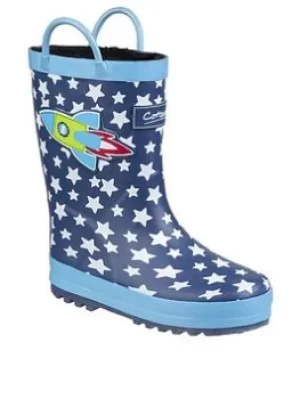 Image of Cotswold Boys Rocket Wellington Boots, Blue, Size 2 Older