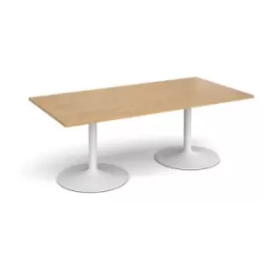 Image of Trumpet base rectangular boardroom table 2000mm x 1000mm - white base and oak top