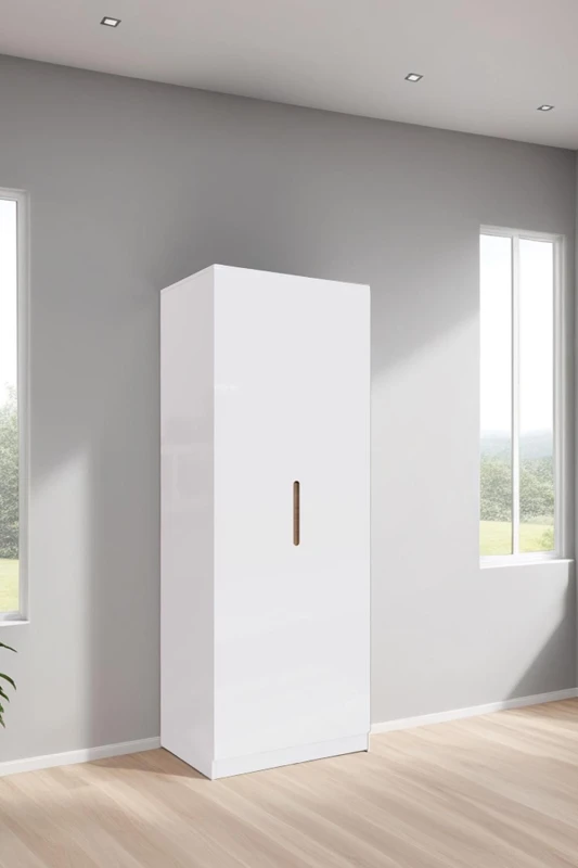 Image of FWStyle FWStyle Gloss White 2 Door Double Wardrobe Fast Click Assembly White One Size Unisex 5056413124869