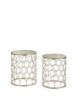 Image of Premier Housewares Arcana Side Tables Set Of 2- Champagne Steel