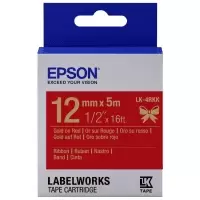 Image of Epson LK-4RKK (C53S654033) Original Gold on Satin Red Ribbon Label Tape Cartridge 12mm x 5m