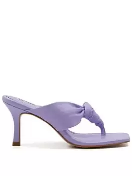 Image of Dune London Mykonos Leather Padded Toe Post Heeled Sandal, Lilac, Size 39, Women