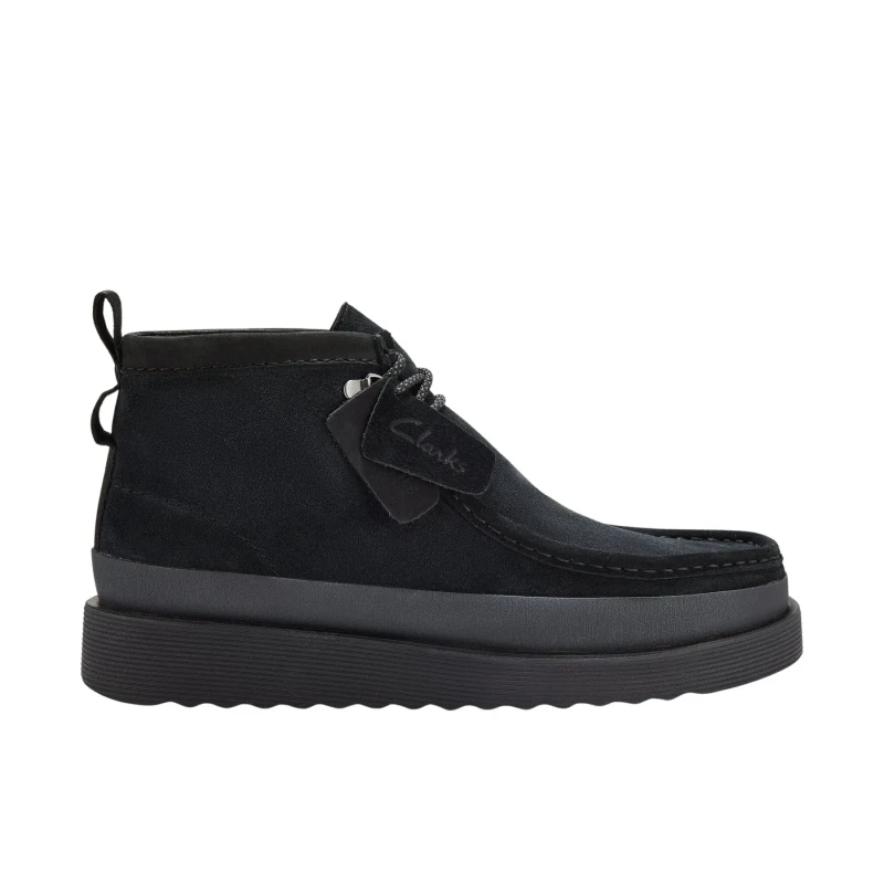 Image of Clarks Clarks Men Wallabee FTR2 Hi Black Suede Lace Up,Wallabee,Ankle Boots Size: 10.5-Standard Fit Black 10.5-Standard Fit Male 5063421518610