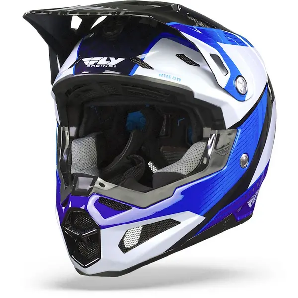 Image of FLY Racing Formula Carbon Prime Blue White Blue Carbon Offroad Helmet Size XS