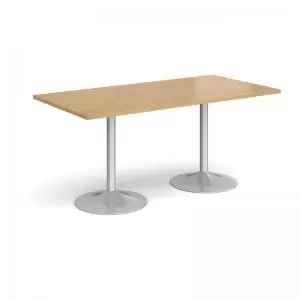 Image of Genoa rectangular dining table with silver trumpet base 1600mm x 800mm