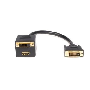 Image of StarTech 1ft DVI D to HDMI Splitter