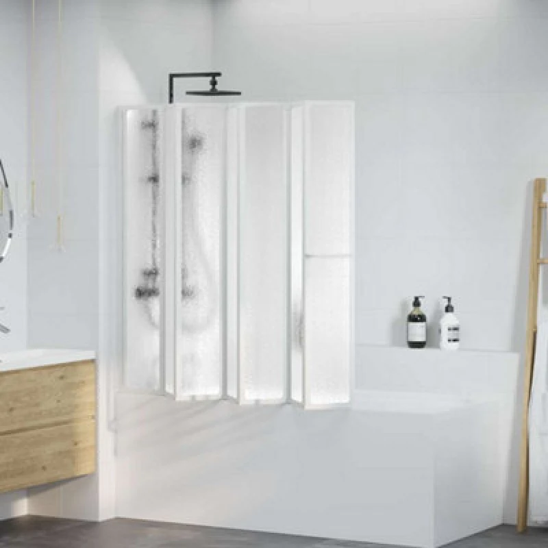 Image of Vidaxl Shower Bath Screen Wall 140 X 168cm 7 Panels Foldable With Towel Rack