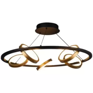 Image of Luminosa Geneseo Round Ceiling Pendant, 5 Ring, 36W LED, 3200K, 2200lm, Satin Black, Gold