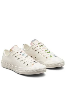 Image of Converse Chuck Taylor All Star Crafted Stripes Ox Plimsolls - Off White/Pink, Off White/Pink, Size 5, Women