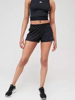 Image of adidas Pacer 3 Stripe Knit Shorts (1/4) - Black, Size XS, Women