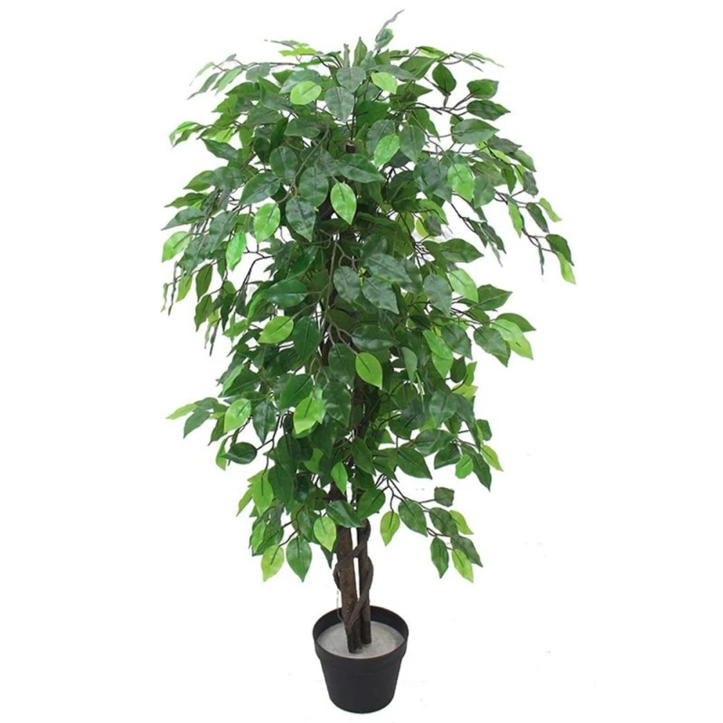 Image of Leaf Artificial Ficus Tree Plant Green Extra Large Bushy Ficus 120cm 4ft Realistic Botanik Green