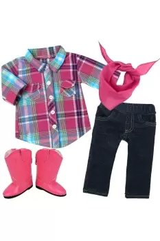 Image of Sophia's 18" Doll Pink Checked Shirt & Jeggings with Bandana & Boots