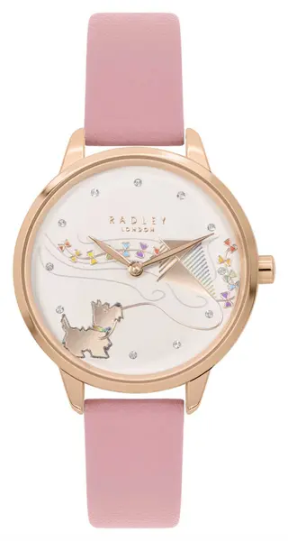 Image of Radley RY21604 Essex Road Pink Dog Dial Pink Leather Watch