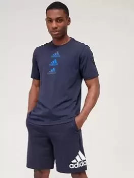 Image of adidas Train Designed 2 Move Stacked Logo T-Shirt - Navy, Size L, Men