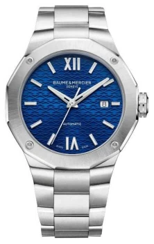 Image of Baume & Mercier Mens Riviera Blue Dial Stainless Steel Watch