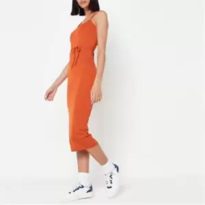 Image of Missguided Tall Rib Cami Belted Midi Dress - Orange
