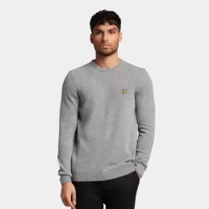 Image of Mens Crew Neck Lambswool Blend Jumper - Mid Grey Marl - M
